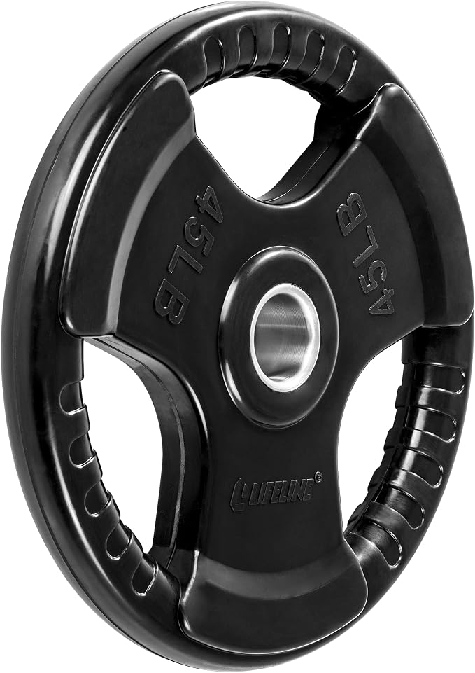 Lifeline Fitness Rubber Grip Plates For Olympic Barbell - 2" Weight Plates for Home or Gym - Strength Training Single Plates - 2.5/5/10/25/35/45 LB Options