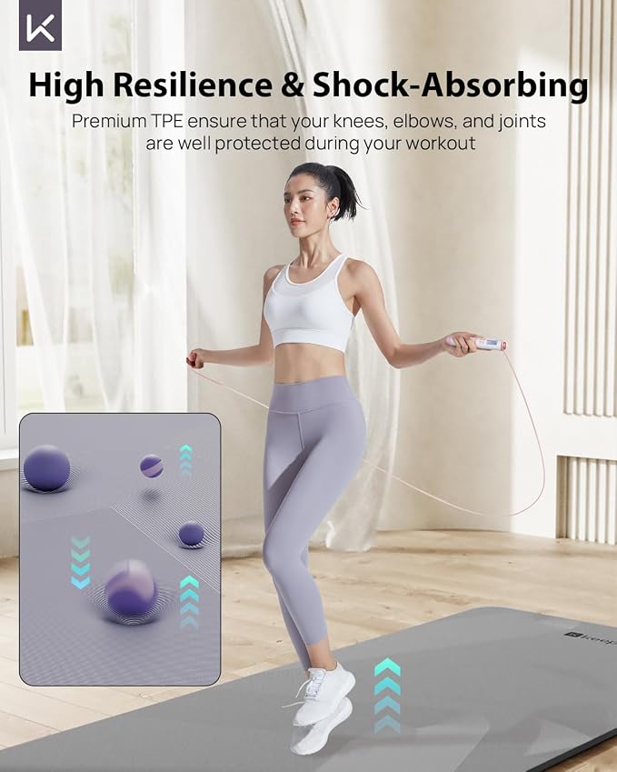 KEEP Extra Wide Yoga Mat, 7mm Thick 72" x 32" Exercise Mat | 7mm thick Extra wide yoga mat with carry strap for home workout, yoga, exercise and Pilates