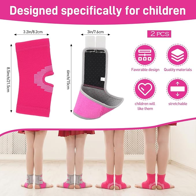 Tarpop 2 Pairs Kids Ankle Brace Set Foot Ankle Support Kids Ankles Sleeve Compression Socks Knitted Fitness Stabilizer Wrap Protector Knitted Child Sleeve Support for Injury Prevention Jogging Running