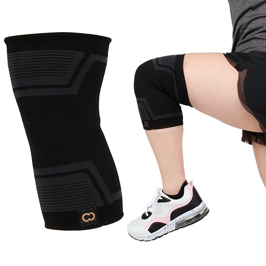 Copper Compression PowerKnit Knee Sleeve- Copper Stabilizer Support Brace for Meniscus Tear, ACL, MCL, Arthritis, Joint Pain Relief, Running, Sports, Hiking- Men & Women- Fits Right/Left - S/M