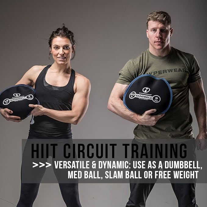 HYPERWEAR SandBell® Soft Sandbag Weight (2–50 lbs) – Pre-Filled with Clean USA Sand, Safe Soft Weight for Strength Training, HIIT, Functional Fitness, Rucking & Home Workouts