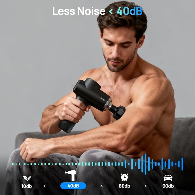 HEYCHY Percussion Massage Gun Deep Tissue with Heat, FSA Eligible, 12mm Amplitude Massager for Back Neck Relief, Quite for Home Gym Use, Athletes, Men Women, HSA Eligible