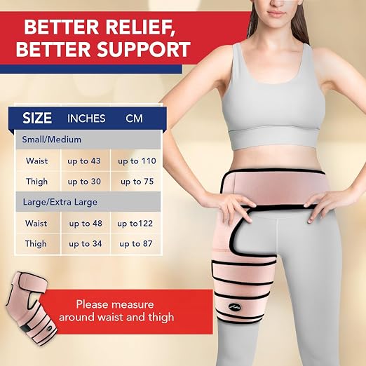 Dr. Arthritis Hip Brace, Adjustable Sciatic Nerve Brace & Stabilizer for Pulled Muscles & Injury Recovery, Hamstring Compression Sleeve Support, Sciatica Pain Relief Devices for Men & Women (Pink, L/XL)