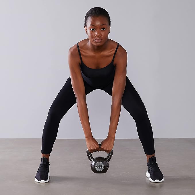 Amazon Basics Cast Iron Kettlebell for Strength Training, Textured Wide Handle, Black