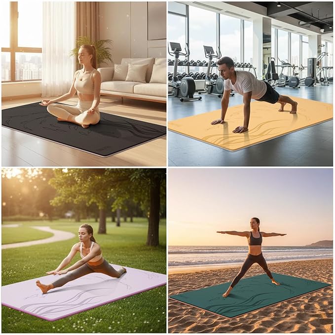 Extra Wide Yoga Mat 76"x40"x10mm TPE Non-Slip Fitness Exercise Mat | Thick 10mm Premium TPE, Extra Large for Pilates, Workout and Home Gym. Ideal for Men and Women