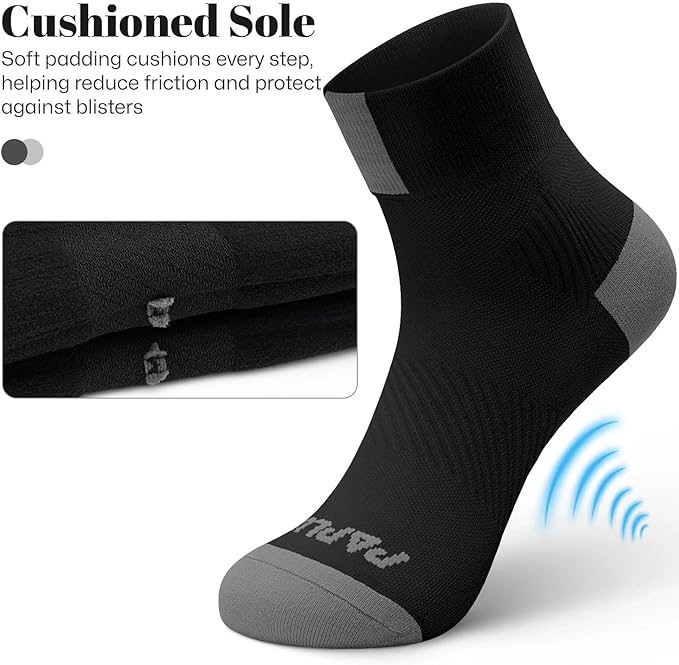 Ankle Compression Socks for Women 6 Pairs, Running Socks with Arch Support | Moisture Wicking Cushioned Plantar Fasciitis Socks for Walking, Jogging, Climbing, Tennis, Golf, Fitness and Everyday Use