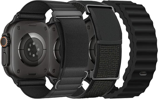 3 Pack Compatible with Apple Watch Band 42mm 40mm 41mm 38mm for Women Men,Breathable Trail Loop+Alpine Loop+Ocean Sport Band for iWatch Series 11/10/9/8/7/6/5/4/3,SE 3 2 1