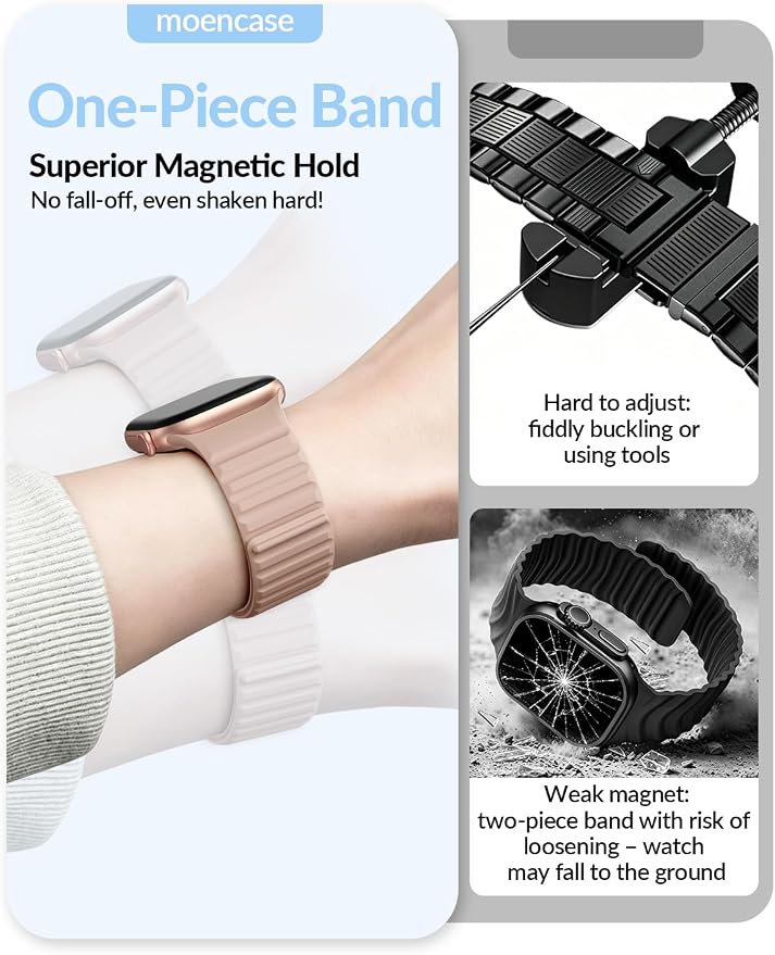 Patented Magnetic Silicone Sport Band for Apple Watch Bands for Women Men | Soft Silicone Solo Loop 40mm 38mm 41mm 44mm 45mm 42mm 49mm, Sport Strap for iWatch Series 11 10 9 8 7 6 5 4 3 2 1 SE Ultra