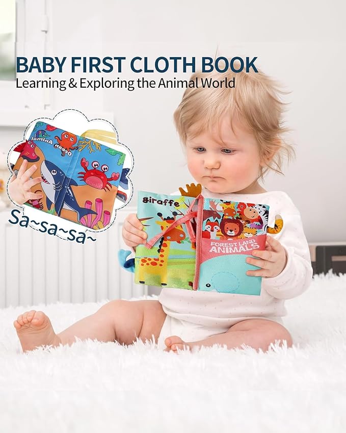 dearlomum Blue Tiger Baby Play Mat Gym with Piano & 2 Baby Book Toys | Tummy Time Activity Mat with 5 Infant Sensory Toys, Music and Lights, Boy & Girl Gifts for Newborns 0 to 3 6 9 12 Months