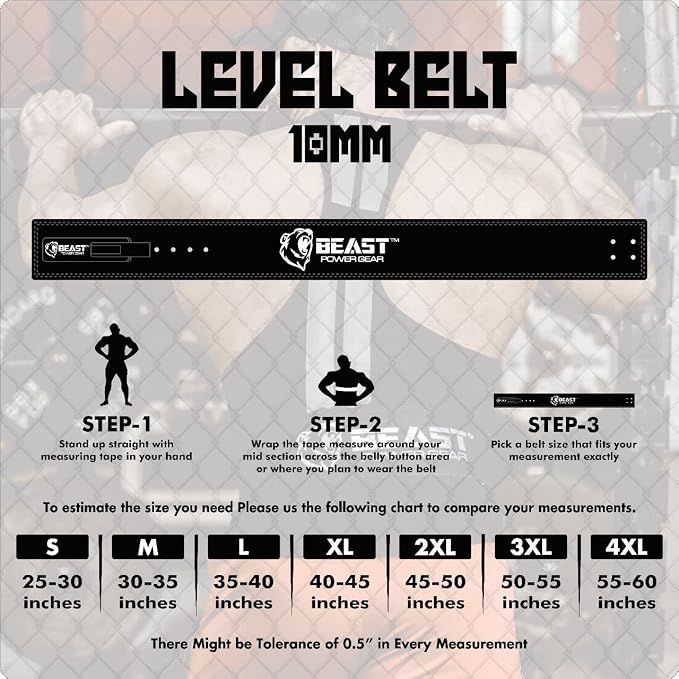 Beast Power Gear Weight Lifting Belt Lever Buckle 10MM 13MM Thick & 4 Inches Free Strap Weightlifting, Powerlifting, Deadlifts, Squats Men Women
