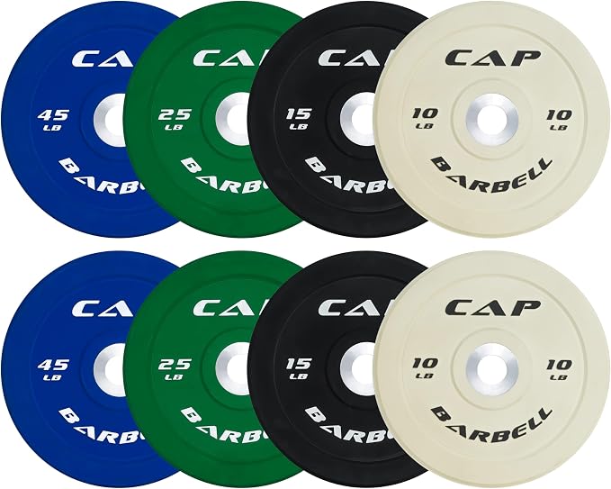 CAP 2-inch Olympic Bumper Plate Weight Set | 100-370 lbs | Multiple Colors | Storage Rack Optional