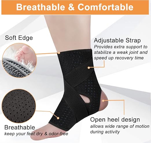 Vinaco 2 pack Ankle Brace with adustable compression for Sprained Ankle | Perforated Quick-Dry Fabric, Crisscross Reinforcement Straps, Fits Both Foot, Adjustable Tension for Sports & Injury Recovery