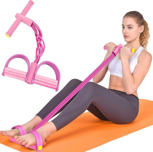 Resistance Bands with Handles, 6-Tube Elastic Pedal Resistance Band for Working Out, Durable Natural Rubber Exercise Bands, Multifunction Exercise Equipment for Abdomen, Waist, Arm, Leg Stretching