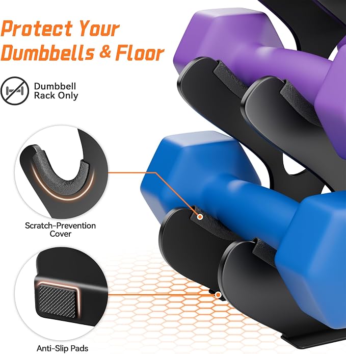 4 Tier Dumbbell Rack, Weight Rack For Home Gym, Dumbbell Stand for Free Weights