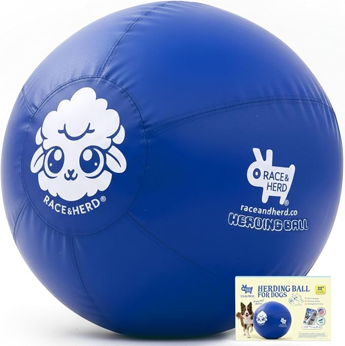 Race&Herd 22" Original Herding Ball for Dogs — Balls for Dog Toys (Ocean) | Medium Herding Ball for Australian Shepherd, Border Collie, Corgi & Blue Heeler, Instinct-Driven Outdoor Exercise