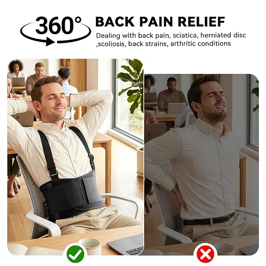 Plus Size Work Back Brace for Men & Women, Adjustable Lower Back Support Belt for Sciatica, Herniated Disc, Pain Relief, Moving Warehouse Heavy Lifting Safety & Protection (Black, XXXX-Large)