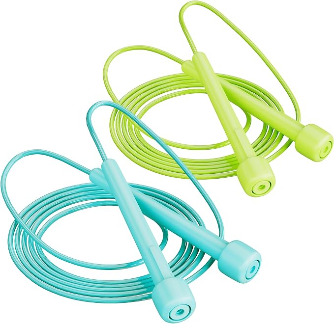 2 Pack Jump Rope for Fitness, Speed Rope Skipping Rope for Men and Women, Jumping Rope for Workout, Tangle-Free PVC Long Jump Rope Set, Adjustable Exercise Jumping Rope Boxing for Adult