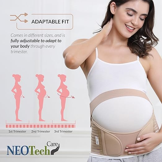 NeoTech Care Pregnancy Belly Band, Maternity Belt, for Pregnancy Belly Support, Back/Pelvic Support (Size L, Beige Color)