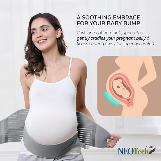 NeoTech Care Pregnancy Belly Band, Maternity Belt, for Pregnancy Belly Support, Back/Pelvic Support (Size XL, Grey Color)