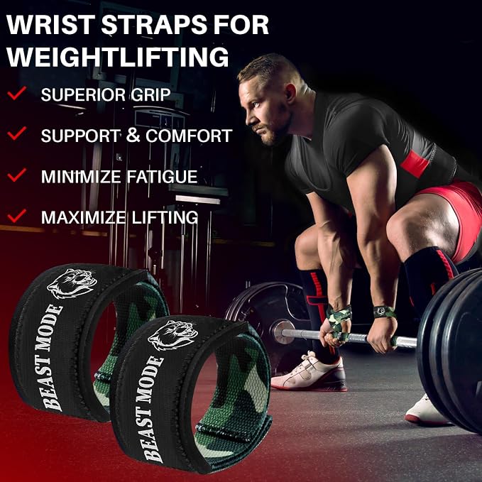TECEUM Neoprene Padded Cotton Lifting Straps for Weightlifting, 1 Pair