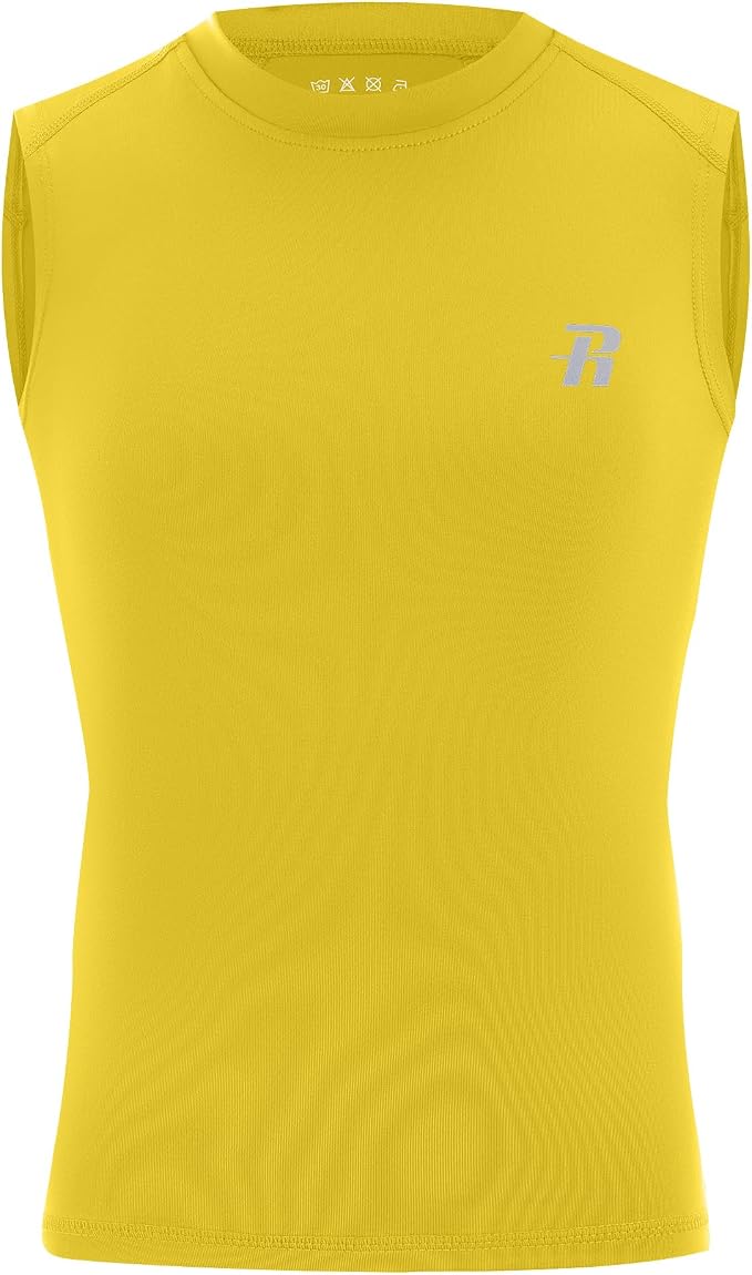 Runhit Boys Sleeveless Compression Shirt Kids Athletic Tank Tops Youth Quick Dry Undershirt for Football Basketball