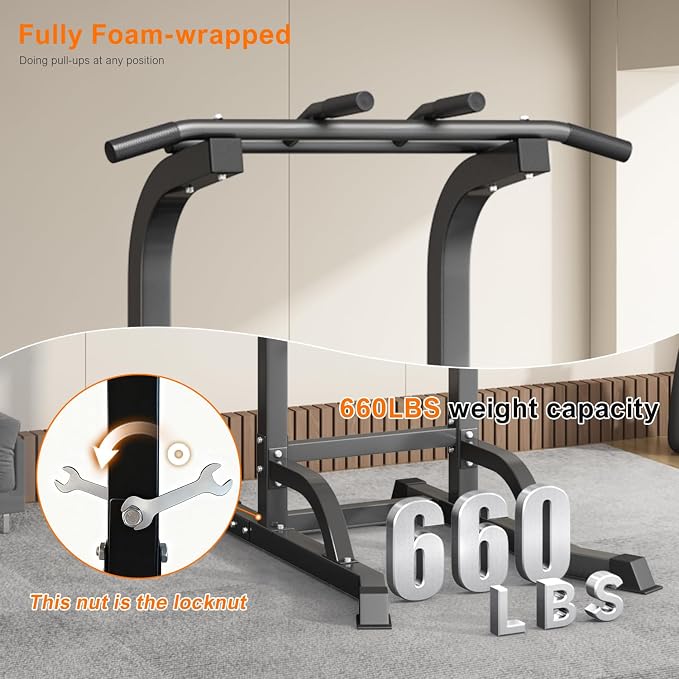DONIUZ Power Tower Pull Up Bar and Dip Station, Multi-Function Home Gym, Strength Training Fitness Equipment, Height Adjustable