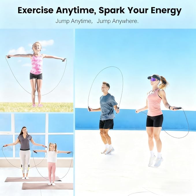 Jump Rope, Adjustable Jump Ropes,Skipping Rope Tangle-Free Rapid Speed with Ball Bearings for Women Men Kids,Exercise & Slim Body Jumprope at Home School Gym