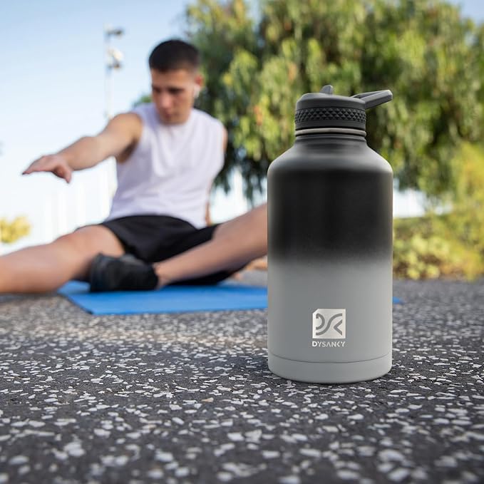 DYSANKY Insulated Water Bottle with Portable Carrier Bag for Outdoor 64 oz