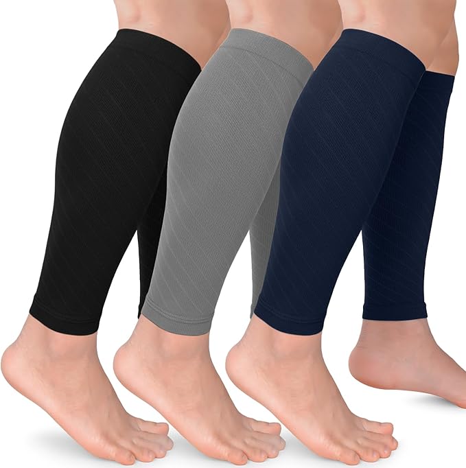 CTHH Calf Compression Sleeve for Men & Women Footless Compression Socks | 3 Pairs Graduated Compression Leg Sleeve Support for Shin Splints Pain Relief Running Flying Cycling Fitness Nurse