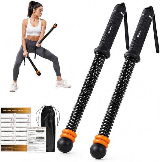 Portable Cordless Battle Ropes – Home Gym Workout Equipment for Intensive Training & Core Strength, Ideal for Home, Office, Travel and Small Spaces(Black)