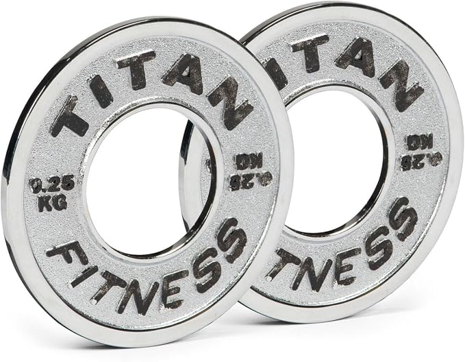 Titan Fitness Olympic Calibrated Steel Powerlifting Plates, Machine Precision Steel Discs