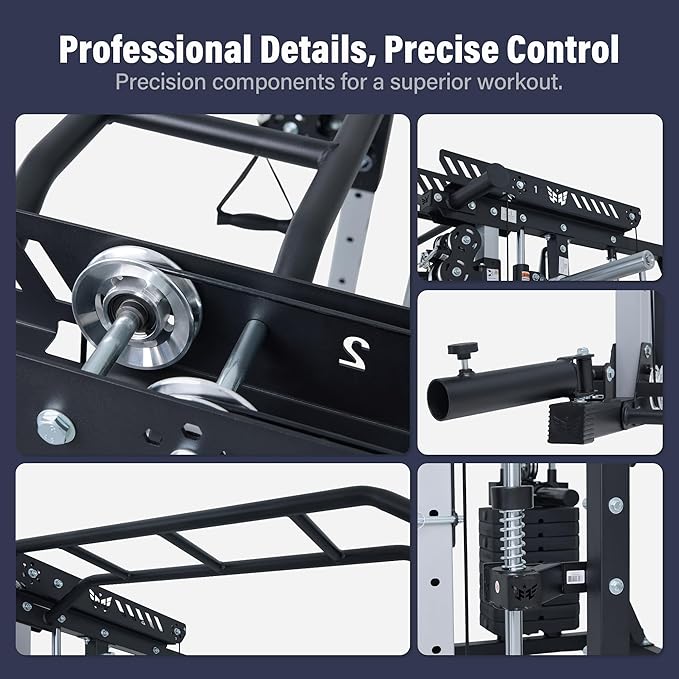 Major Fitness Drone MAX V Smith Machine with Weight Stacks, All-in-One Home Gym Squat Rack--2500LB Capacity, Dual LAT Pull-Down Systems & Cable Crossover Machine, Heavy-Duty Full-Body Workout Machine