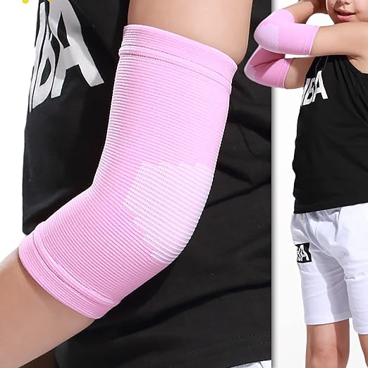 Kids Arm Guard,Compression Elbow Pads,Children Elbow Sleeves,Elbow Protection for Cycling Sports Basketball Volleyball(1 Pair) (Blue) 1