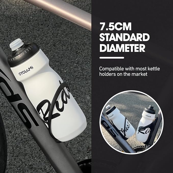 Bike Water Bottle 22oz/650ml Cycling Squeeze Water Bottle BPA Free Leakproof Easy-Squeeze Sports Bottles for Bicycle Gym Camping Hiking Domestique White