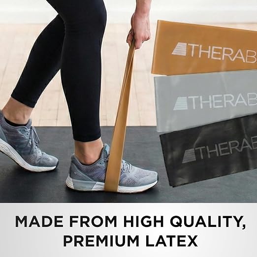 THERABAND Resistance Band Loop Set of 3, Exercise, 12", Black/Silver/Gold | Elastic resistance band for exercise, strength training, stretching and physical therapy - ideal for home workouts