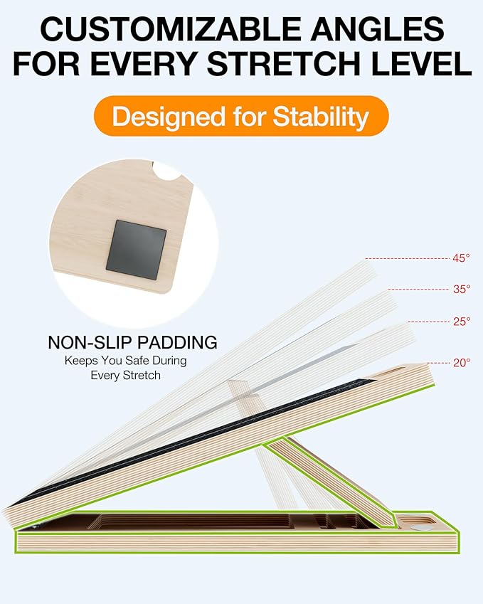 TEMI Slant Board for Calf-Stretching - Wooden Incline Wedge Stretcher for Squats, Foot & Ankle Mobility, Portable Fitness Equipment, Stretch & Rehab Kit