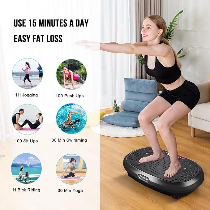 FitMaxx 3D XL Vibration Plate Exercise Machine - Whole Body Workout Vibration Platform w/Loop Bands - Lymphatic Drainage Machine for Weight Loss, Shaping, Recovery
