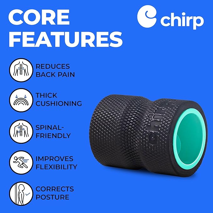 Chirp Wheel+ Foam Roller, Back & Neck Pain Relief, Mint 4-Inch | Focus Neck and Back Roller, Foam Roller for Tension Headaches, Trigger Point and Pressure Point Massage, 4 Inch