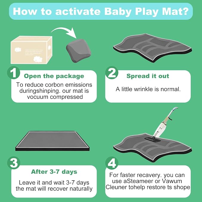 1.3" Thick Baby Play Mat for Floor, Elasti-Foam 71x59 Playpen Mat, Water Repellent Ultra Soft Coral Velvet Tummy Time Crawling Mats for Kid Toddlers Infants, Non-Slip Backing Safe Alphabet Zoo