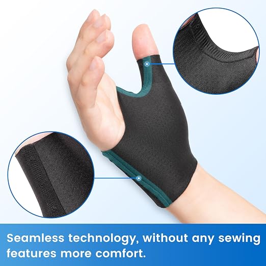 VELPEAU Elastic Thumb Wrist Support Brace (Pack of 2), Splashproof Compression Sleeve for Arthritis Pain, Tendonitis, Sprains, Sports, Splint Liner, Fits Left & Right Hands (Upgraded Short Version - Black, Small)