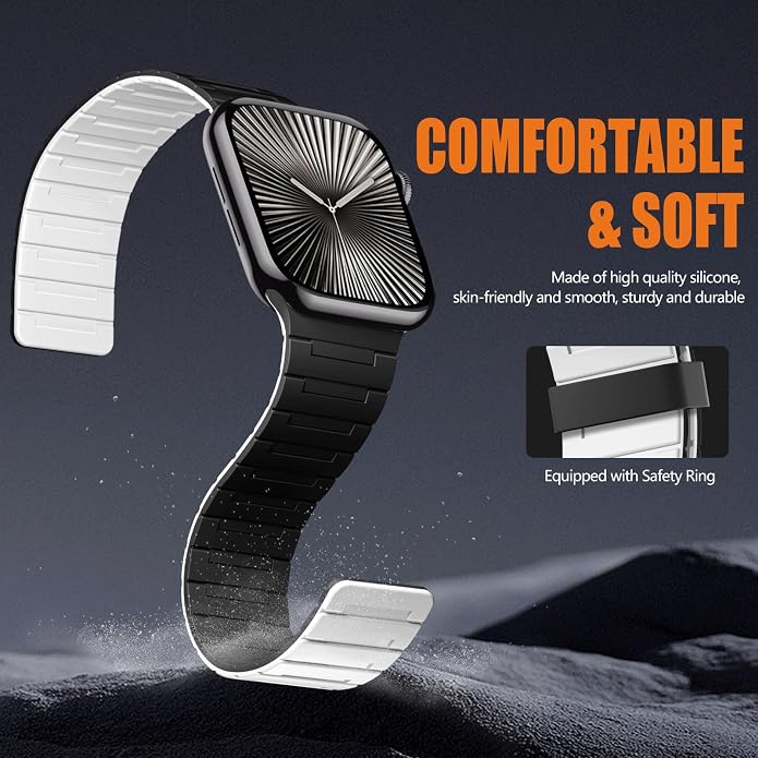 SNBLK Magnetic Watchband Compatible with Apple Watch for Men 44mm 45mm 46mm 49mm 42mm 41mm 40mm 38mm Women, Silicone Sport Strong Magnet Strap for iWatch Series 11 Ultra 3 Ultra 2 Se 10 9 8 7 6 5 4 1