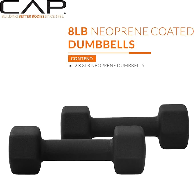 CAP Barbell Neoprene Dumbbell Weights Pairs & Sets | Black