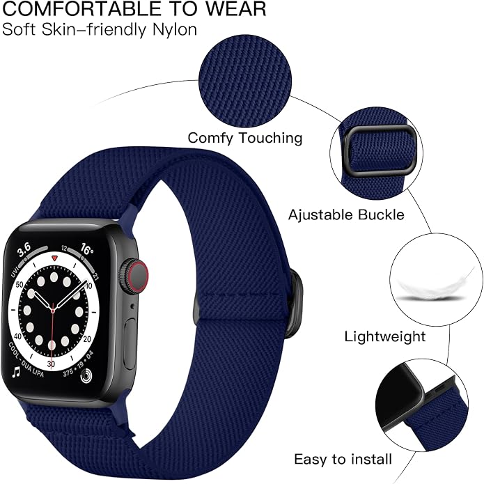Lerobo Braided Band Compatible with Apple Watch Series 11 10 9 8 7 46mm 45mm 41mm Ultra SE 3 2 1 49mm Series 6 5 4 3 44mm 40mm 38mm 42mm Men iWatch Bands Women Stretchy Nylon Solo Loop Sport Strap
