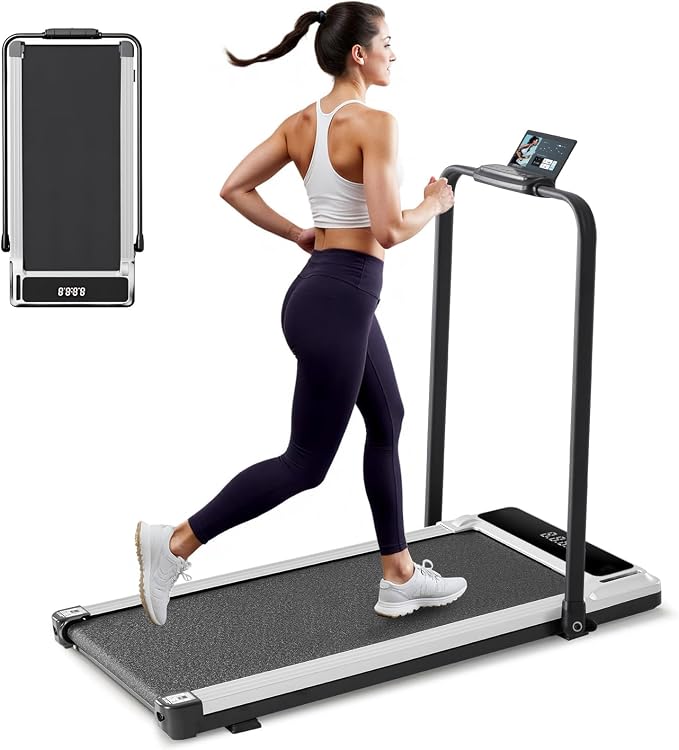 Walking Pad Under Desk Treadmill, Portable Compact Electric Walking Treadmill, Quiet Fitness Machine with Remote Control & LED Display for Home Office