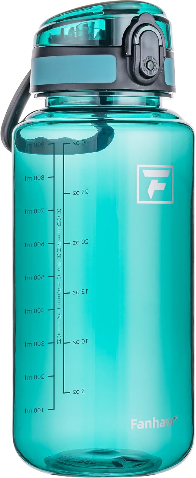 Fanhaw 32 Oz Clear Tritan Water Bottle, BPA-Free & Leak-Proof, Wide Mouth with Anti-dust Chug Lid, Reusable Plastic Bottle for Gym, Travel, School & Office, Back to School Essentials (Dark Green)