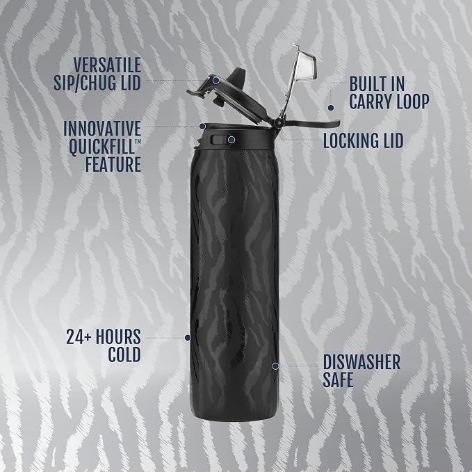 Ello Pop & Fill Insulated Stainless Steel Water Bottle with Quick Fill Lid, Leakproof Locking, Sip or Chug Spout, BPA-Free, Double Wall Vacuum Insulated for Sports, Travel & School- 22oz / 32oz / 40oz
