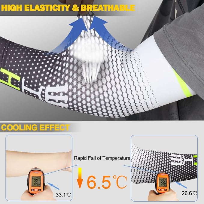 beister Arm Sleeves for Men & Women, UV Protection Cooling Cover and Cyling | Lightweight stretch; sweat-wicking comfort; cycling, volleyball, baseball, driving and gardening; washable tattoo coverage