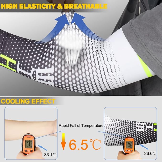 beister Arm Sleeves for Men & Women, UV Protection Cooling Cover and Cyling | Lightweight stretch; sweat-wicking comfort; cycling, volleyball, baseball, driving and gardening; washable tattoo coverage