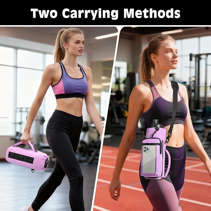 MoKo Magnetic Gym Bag, Magnetic Water Bottle Holder with Clear Phone Pouch, Built-in 4 Magnets Fitness Bag for Men and Women Compatible with Most Water Bottles, Gym Accessories Gifts, Purple | Built-in 5 Magnets Fitness Bag for Men and Women Compatible...