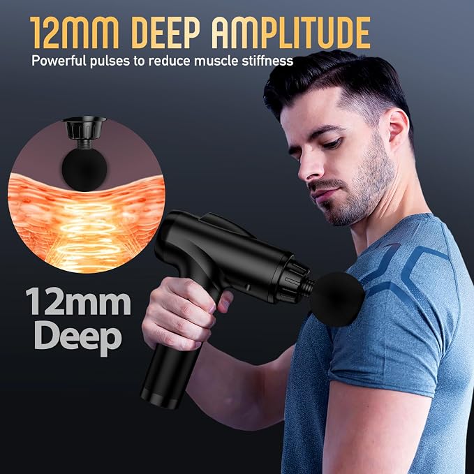 OLsky Massage Gun Deep Tissue 30 Speeds 9 Attachments Handheld (Black) | Electric Muscle Massager, High-intensity Percussion, Massage Device for Pain Relief, Quiet and Powerful, Ideal for Recovery